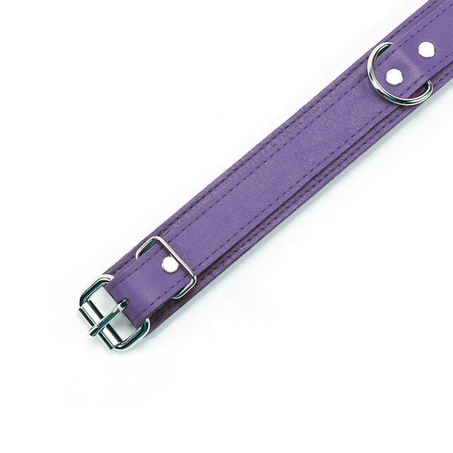 Berlin Small Leather Bondage Collar Purple Detail
