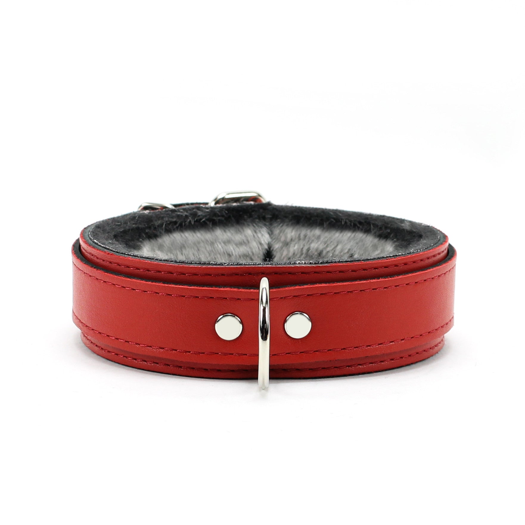 Berlin Small Leather Bondage Collar Red Front