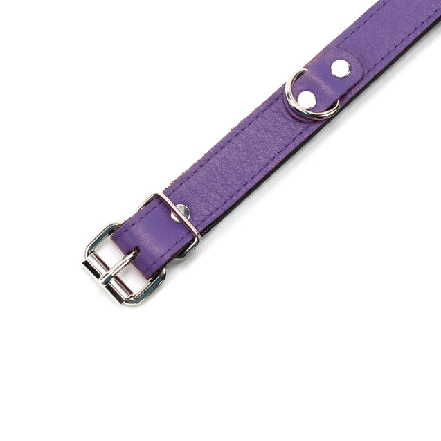 Kathleen 1-inch Wide Leather BDSM Collar Purple