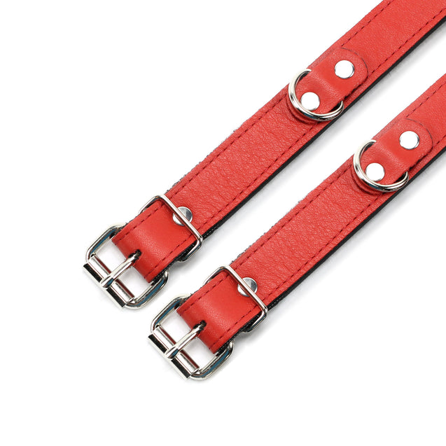 Kathleen High-end Red Leather BDSM Cuffs