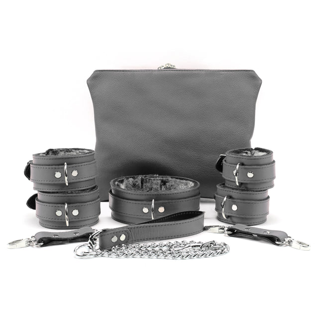 Berlin 7-piece luxury leather bondage set gray