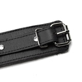 Berlin BDSM Cuffs Chain Hogtie Black Leather Detail Buckle