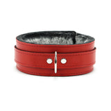 Berlin Leather Faux Fur Lined BDSM Collar Red