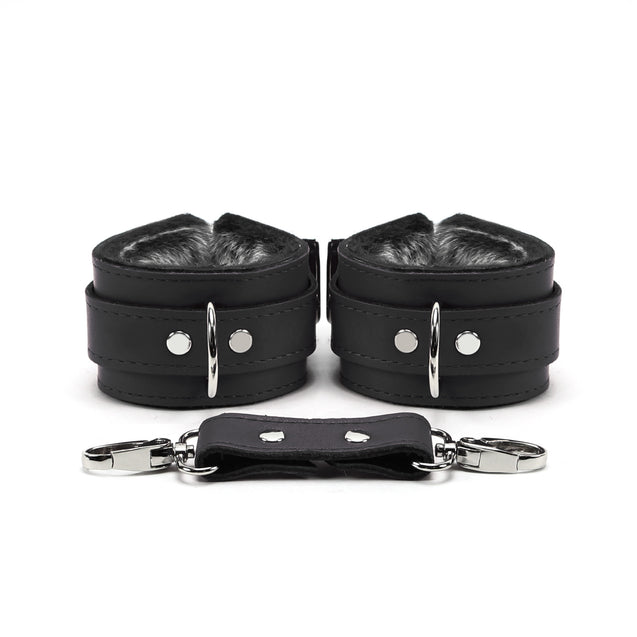 Berlin Leather Faux Fur Lined BDSM Cuffs Black