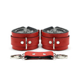 Berlin Leather Faux Fur Lined BDSM Cuffs Red