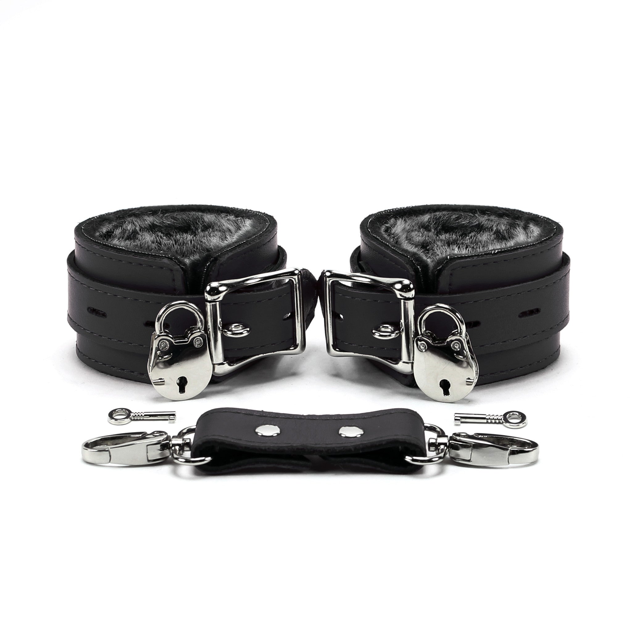 Berlin Lockable Leather BDSM Cuffs Black