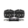 Berlin Lockable Leather BDSM Cuffs Black Front