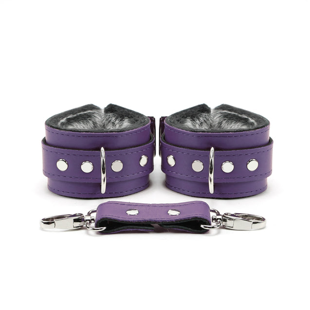 Berlin Lockable Leather BDSM Cuff Purple Front