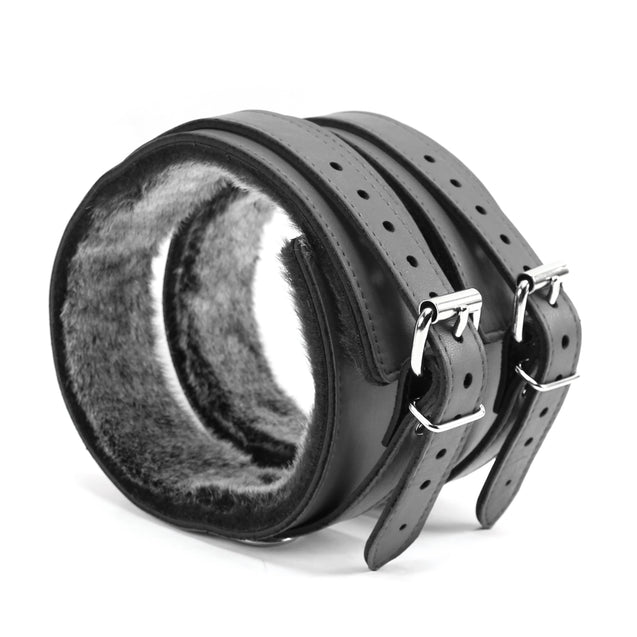 berlin bdsm leather thigh cuffs gray