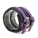 berlin bdsm leather thigh cuffs purple