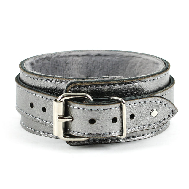 Gaius Luxury Leather Special Edition Silver BDSM Collar with Buckle
