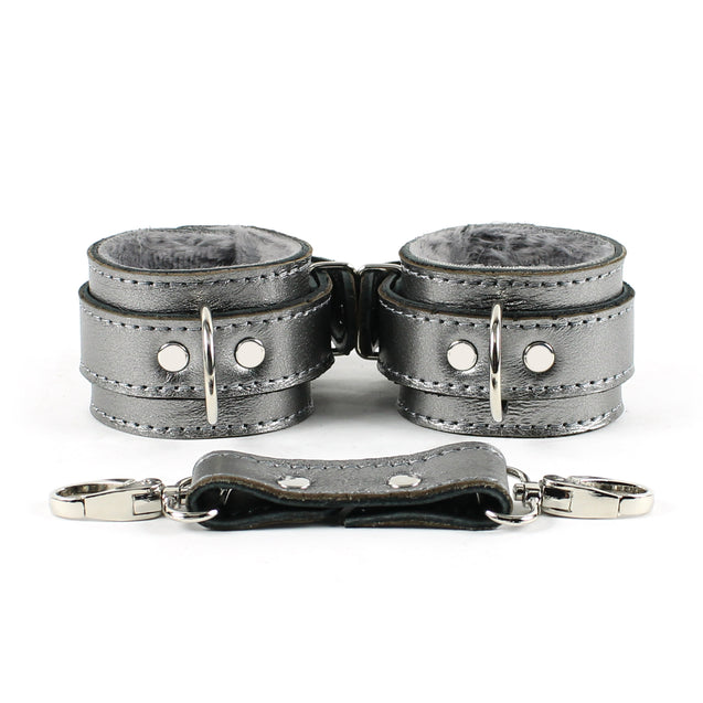 Gaius High-End Luxury Silver Leather Special Edition BDSM Cuffs