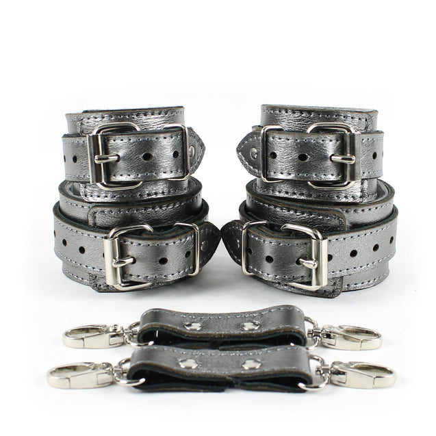 Gaus Gunmetal Leather BDSM Cuffs Special Edition