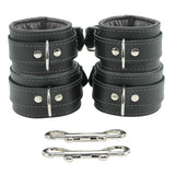 Luxury Padded Leather Submissive cuff set grey front