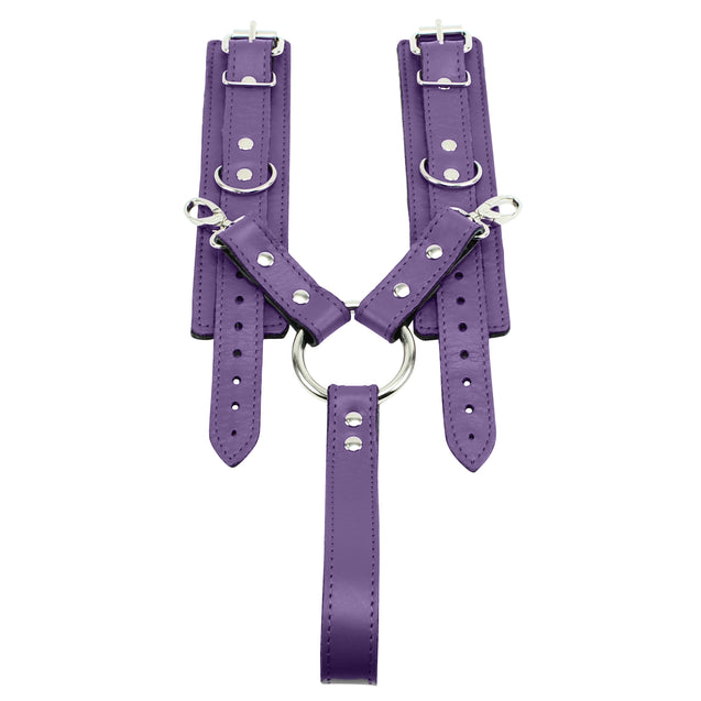 Berlin BDSM Cuff Hogtie Set Purple Leather