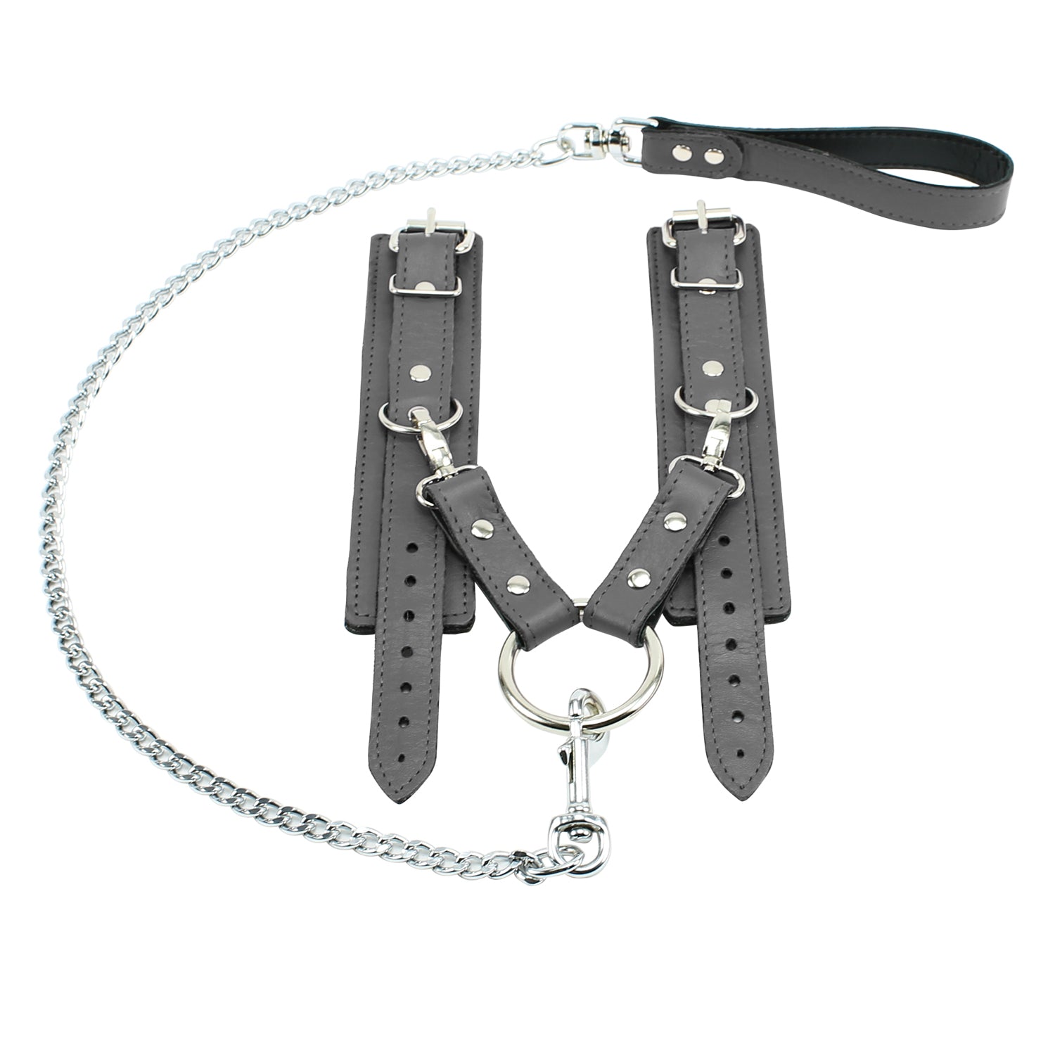 Berlin BDSM Cuffs Hogtie Set Gray Leather