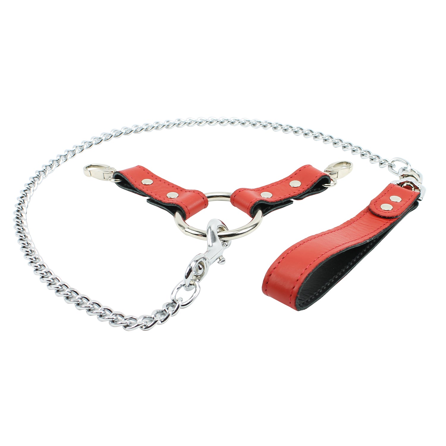 Berlin BDSM Chain Lead Leather Handle Hogtie Red