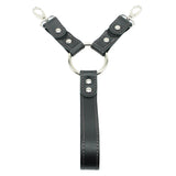 Lockable leather BDSM cuff hogtie set grey