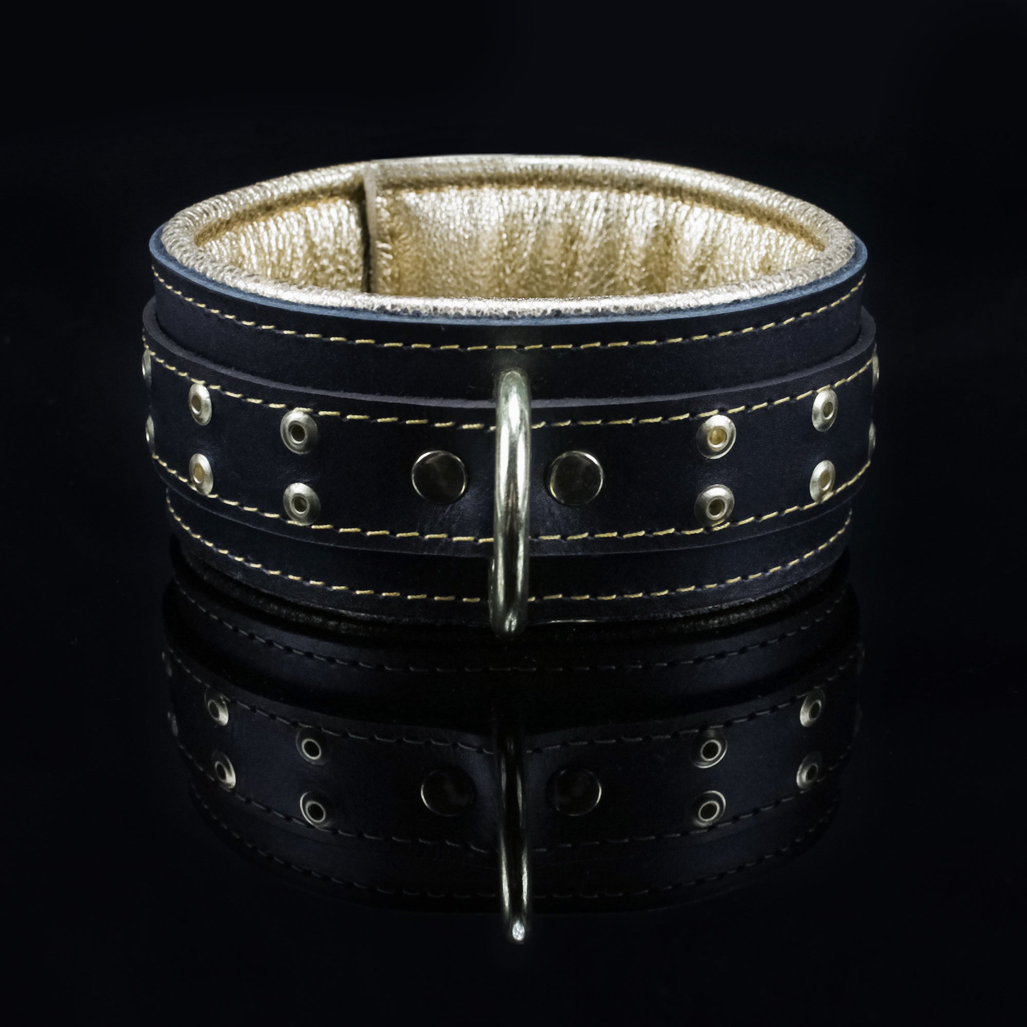 Luxury Gold and Black BDSM Submissive Collar On Black