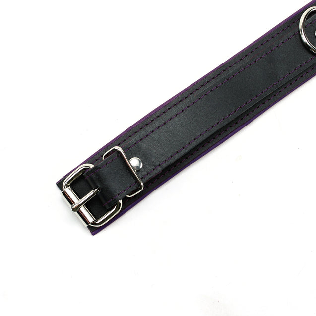 Mandrake Padded Leather BDSM Collar Dark Purple Detail