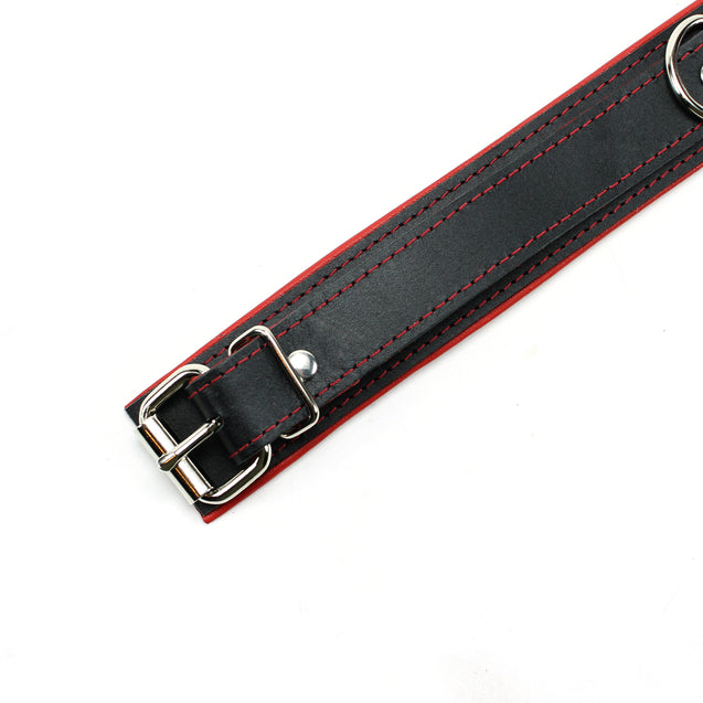 Mandrake Padded Leather BDSM Collar Red Detail