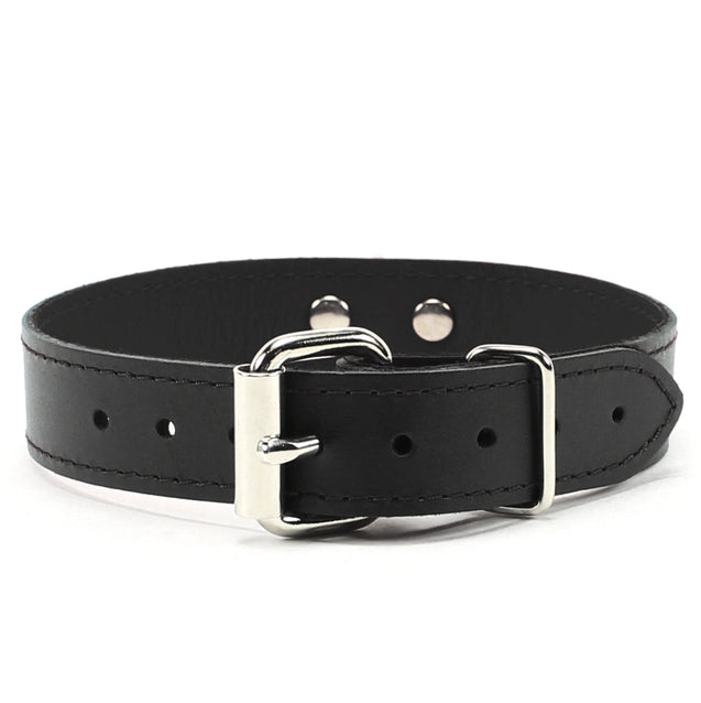 Luxury Padded Leather BDSM Day Collar Black Back