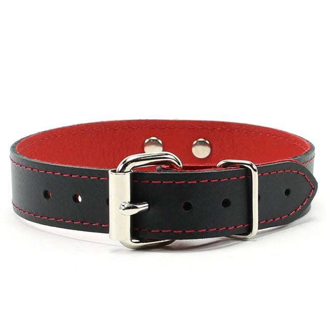 Luxury Padded Leather BDSM Day Collar Red Back