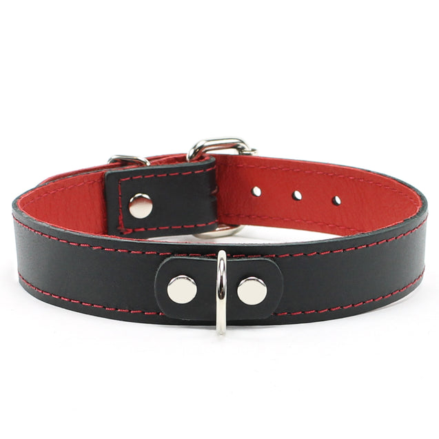Luxury Padded Leather BDSM Day Collar Red Black