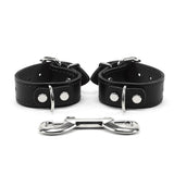 1-inch wide black padded leather BDSM cuffs