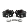 1-inch wide grey padded leather BDSM cuffs