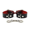 1-inch wide red padded leather BDSM cuffs