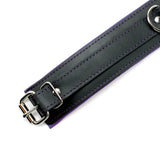 Mandrake Luxury Padded Leather Bondage Collar Black Purple Details