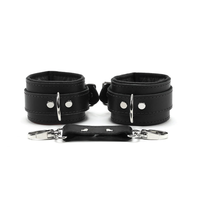 black padded leather bdsm cuffs