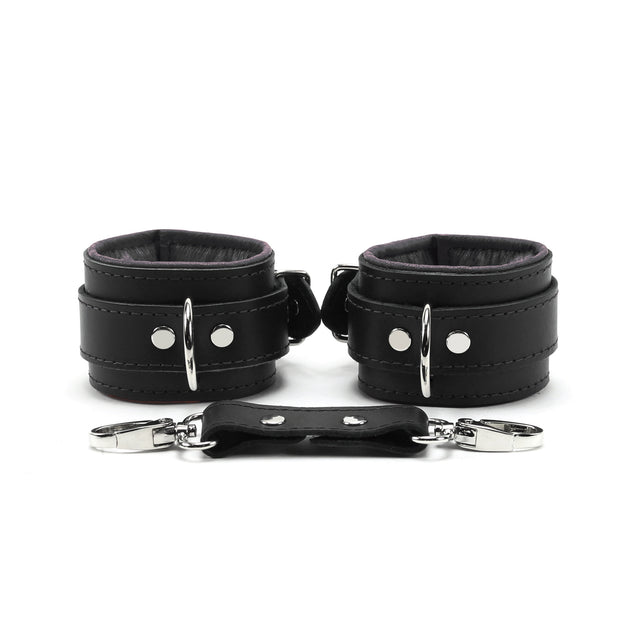 Luxury lambskin leather padded BDSM cuffs grey