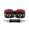 red front locking leather bdsm cuffs