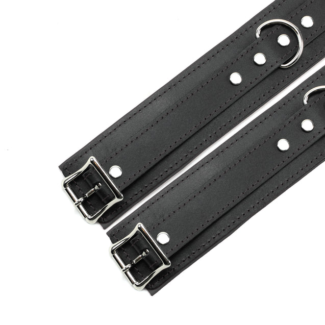 red locking leather bdsm cuffs