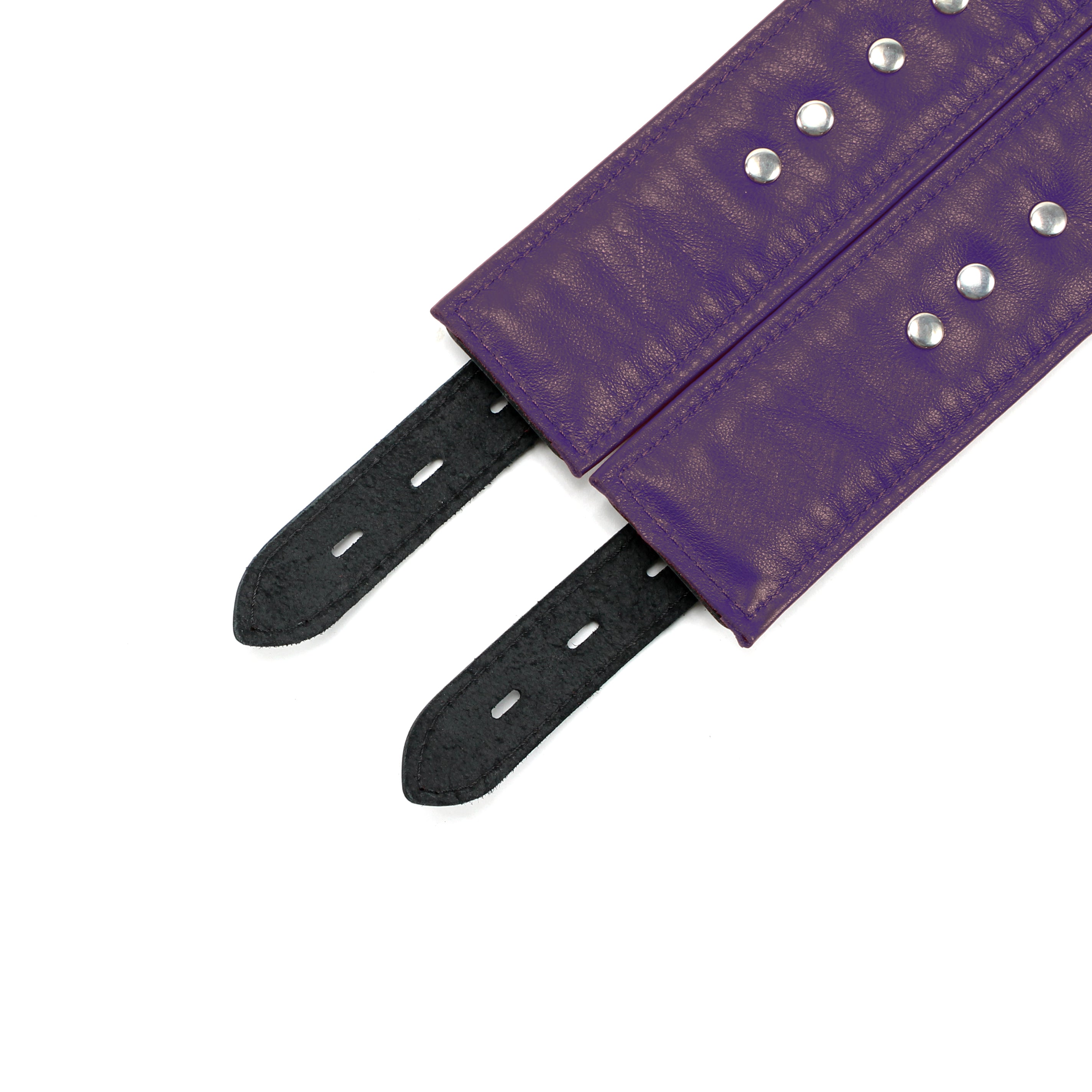 Luxury Padded Leather Thigh Cuffs Purple Inner Liner