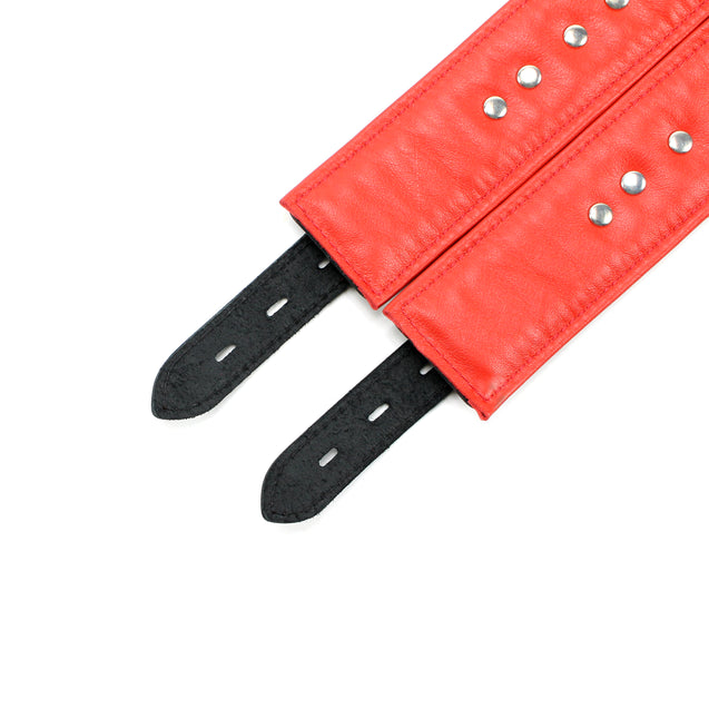 Luxury Padded Leather Thigh Cuffs Red Inner Liner