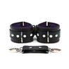 purple front locking leather bdsm cuffs