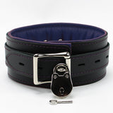 Luxury purple padded locking bondage collar