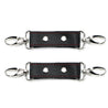 BDSM Cuff Connectors Black Leather Red Stitching