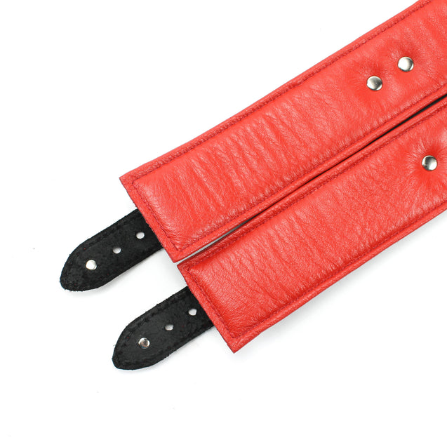 Luxury lambskin padded bondage cuffs red