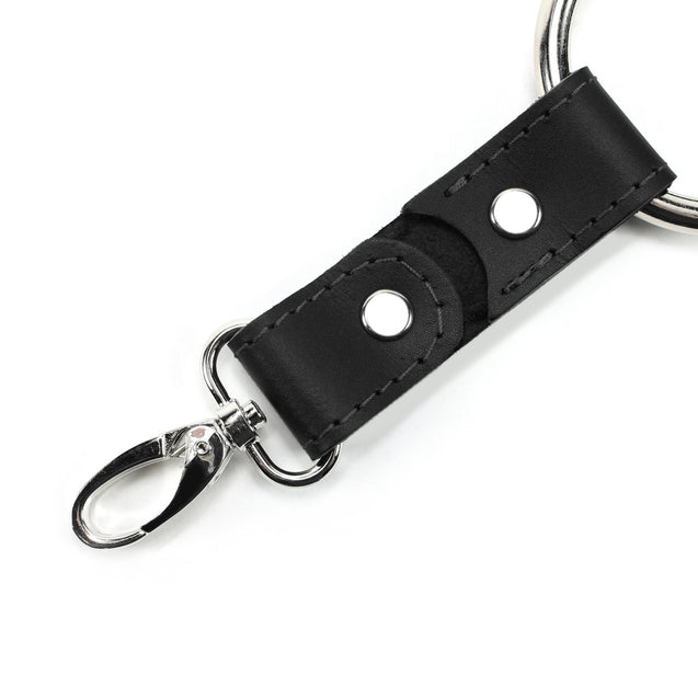 Leather BDSM Hogtie black stitching with clip