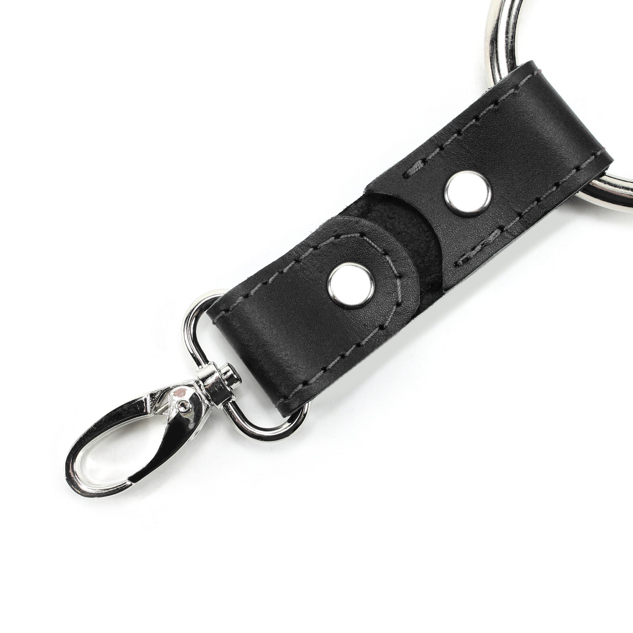 Leather BDSM Hogtie grey stitching with clip