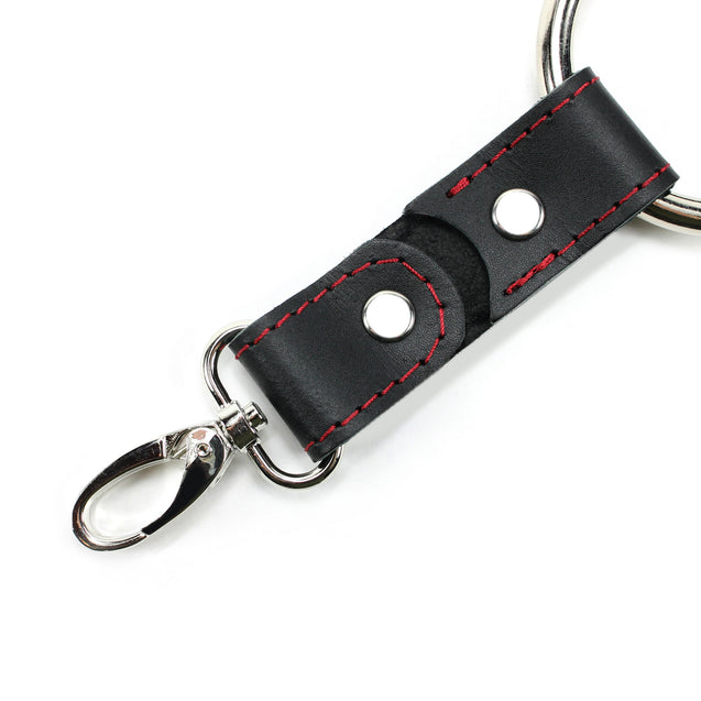 Leather BDSM Hogtie red stitching with clip