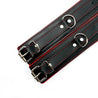 Luxury lambskin leather padded BDSM cuffs red details