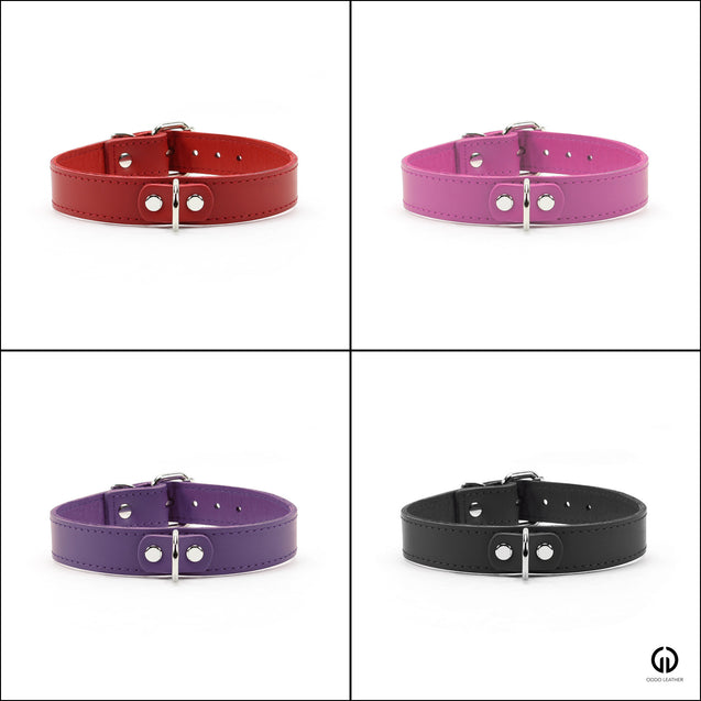 Atlas Luxury Leather BDSM Day Collar Collection in Red, Pink, Purple, and Black
