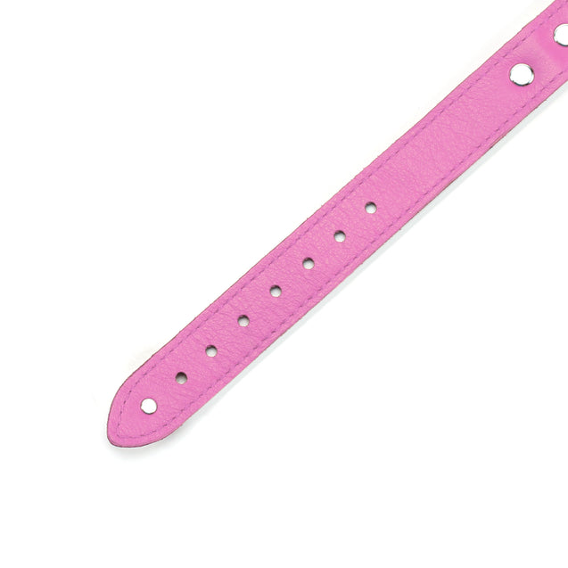 Atlas Pink Leather Submissve Day Collar for BDSM