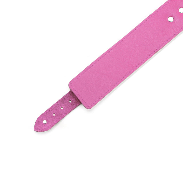 Atlas Pink Leather Submissive Collar with Matching Liner