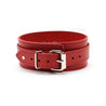 Atlas Red Leather Submissive Bondage Collar with Adjustable Buckle